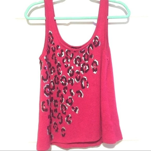 NWOT FANG Knitted Pink & Black Cheetah Tank Top M - Picture 1 of 5